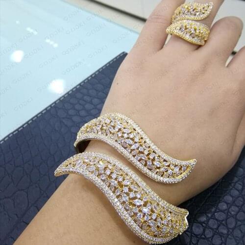 Kellybola Hot Luxury Disco African Big Bangle Ring Jewelry Sets For Women Wedding Engagement Brincos Para as Mulher 2 PCS