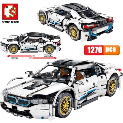 City Electric Pull Back Mechanical Sports Car Building Blocks Creator Supercar Racing Vehicle MOC Model Bricks Toys For Children