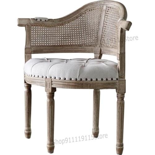 Custom Made French Country Armchair, American Light Luxury Retro Dining Chair, Cafe, Bar, Designer Leisure Chair