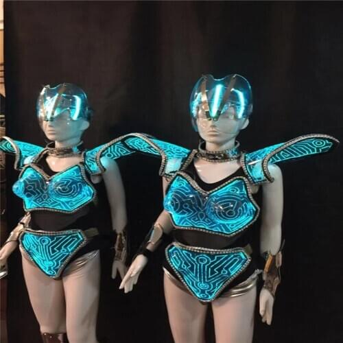KS2 Ballroom Perspective dance singer perform led light costume RGB colorul light dress women glowing bodysuit robot wears show