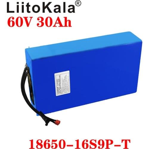 LiitoKala 60V ebike battery 60V 30Ah 18650 16S9P lithium ion battery electric bicycle battery 60V 1500W electric scooter battery
