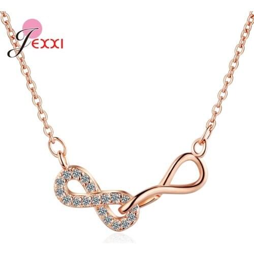 Best Friend Gift High Quality 925 Sterling Silver S925 Stamp Infinity Necklace Endless Love Symbol Fashion Jewelry for Women
