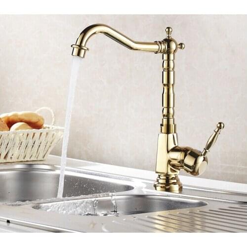 Vidric Fashion gold finish single lever brass hot and cold kitchen faucet,sink mixer
