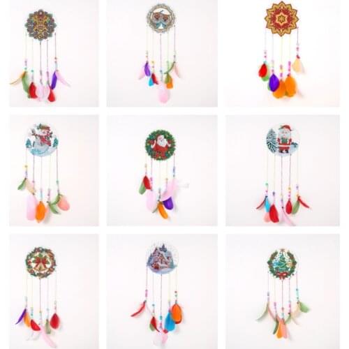 DIY Diamond Painting Dream Catcher Wind Chimes Pendant Animal Embroidery Mosaic Kit Home Wall Christmas Decoration Santa Claus