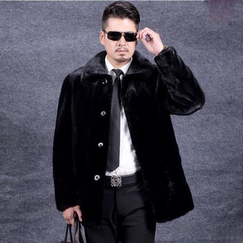 S-5XL New Fashion Men Winter Clothes 2018 Faux Fur Coat long Trench High Imitatin Mink Fur Coat Long Overcoat