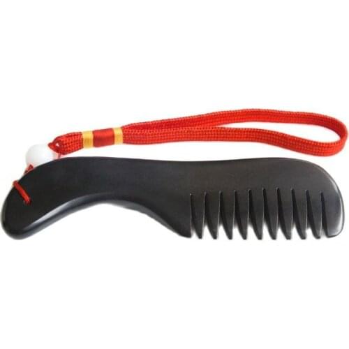 Natural stone 5A black stone new comb scraping plate dual-purpose anti fatigue massage tool