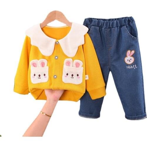 New Spring Autumn Baby Girl Clothes Suit Children Cute Jacket Pants 2Pcs/Set Toddler Sport Casual Costume Infant Kids Tracksuits