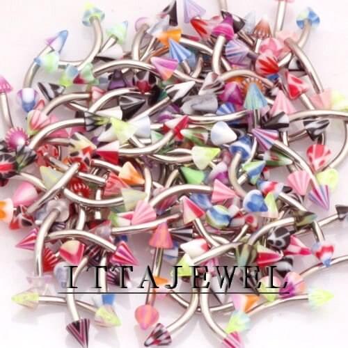 Wholesale 100pcs 16g Spike UV Eyebrow Tragus Bars Rings ,Body Jewelry,Piercing Jewellery