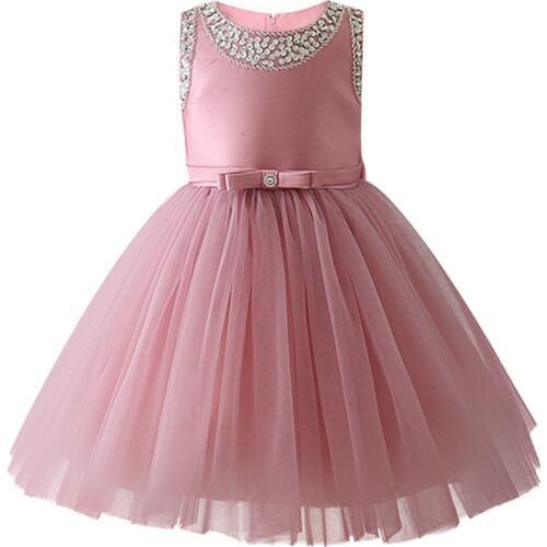 Fashionable New Flower Child Princess Wedding Party Beauty Show Dress Girls First Beaded Crepe Dress for the Banquet