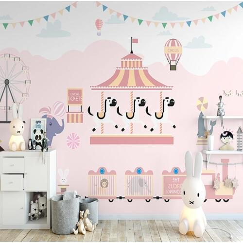 Custom 3D Photo Wallpaper Pink Princess Room Mural Cartoon Amusement Park Children Room Bedroom Home Decoration Wall Painting