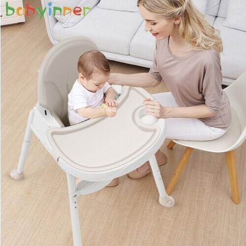 Babyinner Adjustable Baby High Chair Multifunctional Kids Dining Chair Foldable Booster Seat Washable PU Cushion for 6-36 Months