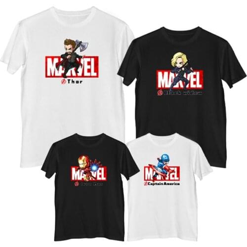 Marvel The Avengers Iron Man Captain America Thor Venom Black Panther Doctor Strange Spider Man T shirt 100% cotton Mens Kids
