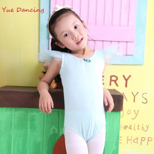 Discount 2-15Y Girl Ballet Leotard Cotton Gymnastics Leotard Solid Unitard Ballet Dance Leotard Children Ballet Clothes For Sale