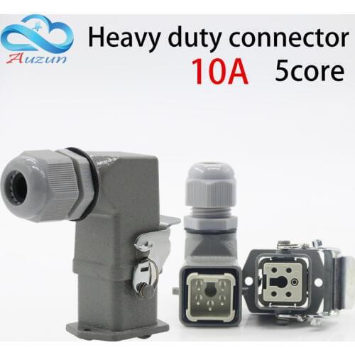 Heavy-duty connector 5 (4 + 1) core 10A 250V HA-005-1 elbow plug in the hot channel flow