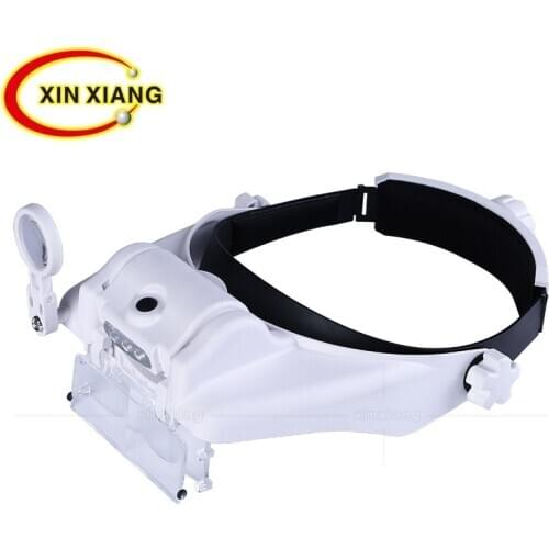 3 LED Lamps Illuminate Helmet Glasses Magnifier 6X Tattoo Eyebrow Repair Beauty Workbench Laboratory newspaper magnifier eyewear