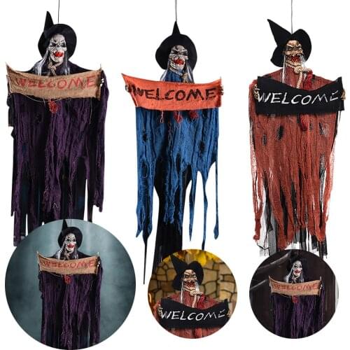 Halloween Hanging Skull Head Ghost Haunted House Escape Horror Props Ornament Halloween Party Decorations for Home Terror Scary