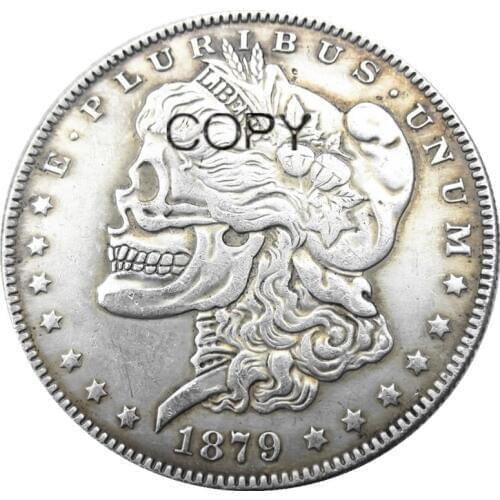 US Hobo 1879-P-CC-S-O Morgan Dollar skull zombie skeleton Silver Plated Copy Coins
