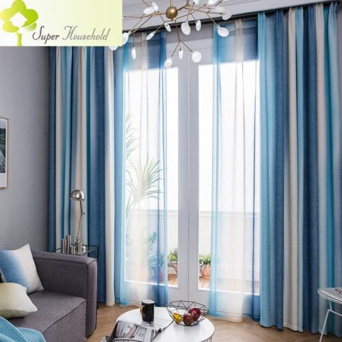 Colorful Stripes High Shade Curtains For Living Room Bedroom Kitchen Curtains Tulle Window Custom Mediterranean Style Home Decor