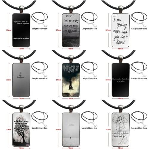 Behind Sadness Fashion Glass Cabochon Pendant Rectangle Necklace Choker Necklace Jewelry For Girls Gifts