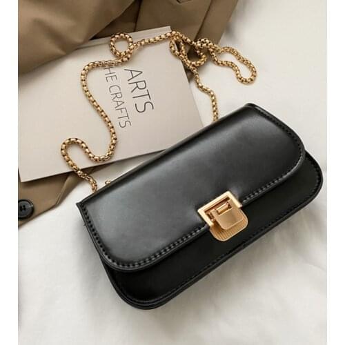 Female Solid Color PU Leather Small Crossbody Bags 2021 Women Brand Luxury Fashion Chain Shoulder Handbags and Purses
