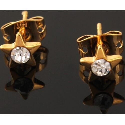 High Quality Crystal Star Note Pearl Stud Earrings Gold Color Women Mini Earring Jewelry