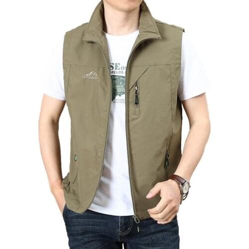 Spring Summer Vest Men Outdoor Casual Loose Quick Dry Mens Tactical Vest Photography Fishing Waistcoat For Men Veste Homme