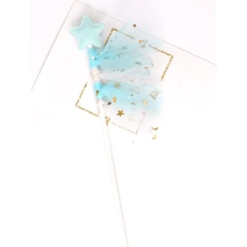 1pc Shiny Fairy stick Star Yarn Tassel Cake Topper Party Cupcake Flags Cake Decoration Fruits Picks For Theme Event