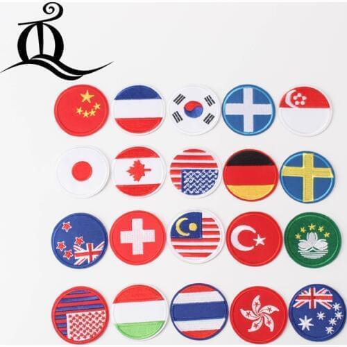 Mix 5.2cm 1pcs Flag of Nations Sewing Clothes Patch Iron On Embroidery Patches Hotfix Applique Motifs Sew On cartoon Patch DQ10