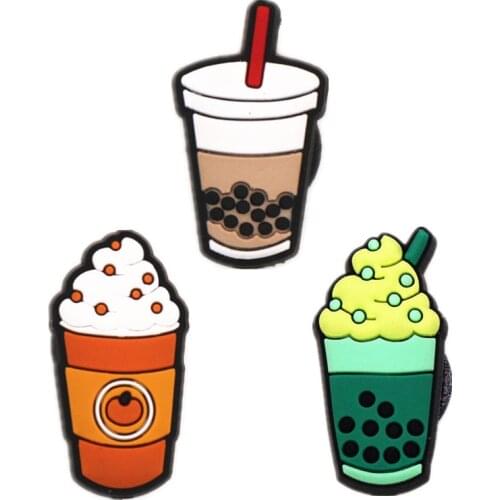 High Quality 1pcs Shoe Charms Bubble Tea Ice Cream Garden Shoe Accessories Buckle Decorations Fit Croc Wristband JIBZ Kids X-mas