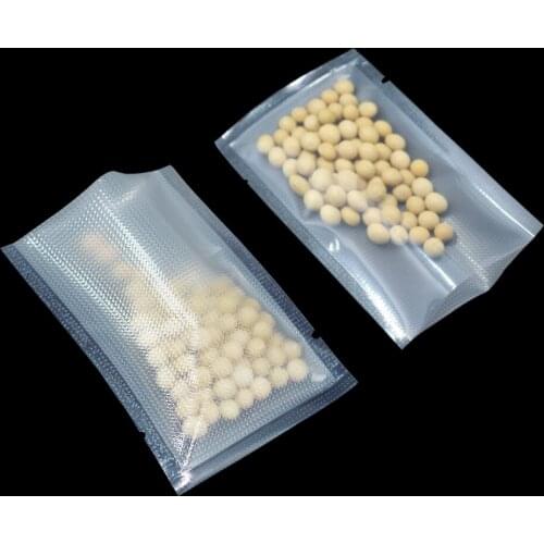100Pcs Transparent Flat Top Lined Nylon Vacuum Seal Food Fresh Storage Package Bag Plastic dried Fruit Nuts Bean Packing Pouches