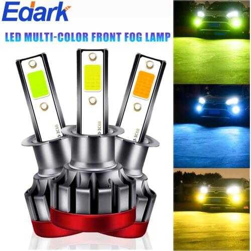 2pcs Car LED Fog Lamp Three Colors Fog Light Headlight Headlamp H8 H11 880/881 P13W Fog LED Headlight Bulbs 60000LM Super Bright