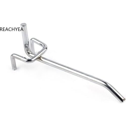 20pcs/Lot 200mm Length 25mm Hole Pitch Metal Chrome-plated hanger Pegboard Hook 5mm Wire Dia Display Hooks for Supermarket Store