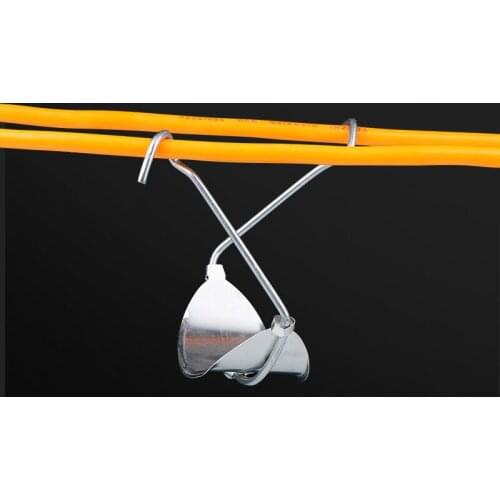 4pcs Metal cable clamp clip steel wire hook with base for hanging tube cable Overhead line wire Support shelf Electrician tool