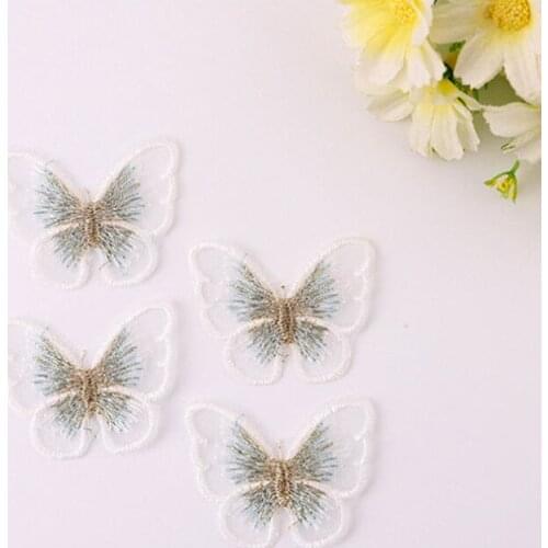 Butterfly Patches 4 Pcs 4cm 17 Colors for Clothes Sewing on Applique Dress Hair Accessories Shoes Bags DIY Decoration Patches
