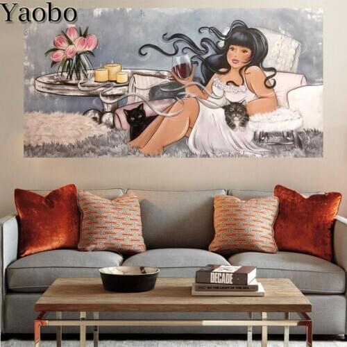 5d Diamond Painting Full Square/Round Fat Girl 5D DIY Diamond Embroidery Rhinestone Decorations Home Gift diamond mosaic sale