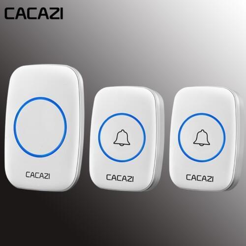 CACAZI Wireless Doorbell Waterproof 300M Remote LED Light Button Home Call ring Bell 60 Melodies 5 Volume AC Door Bell