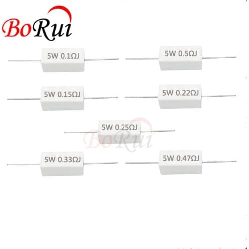 10pcs 5W 5% Cement Resistor Power Resistance 2R 2.2R 2.4R 2.7R 3R 3.3R 3.6R 3.9R 4.3R 4.7R 5R 5.1R 5.6R 6.2R 6.8R ohm