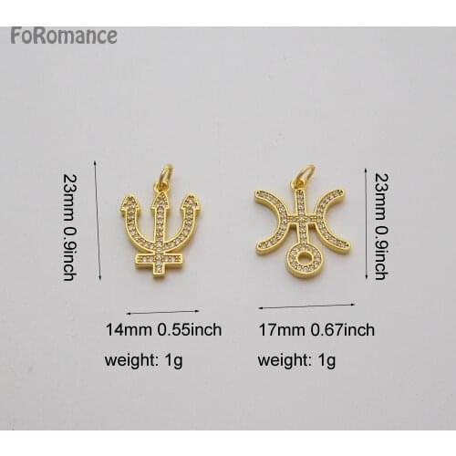 FoRomance Woman Man YELLOW GOLD GP 18" WATER WAVE CHAIN & CZ STONS GENDER SYMBOL CUTE SHAPED MALE FEMALE PENDANT