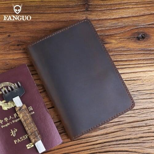 Handmade Genuine Leather Travel Passport Case Cover Portable Storage Card ID Case Slot Passport Holder Universal Passport Wallet