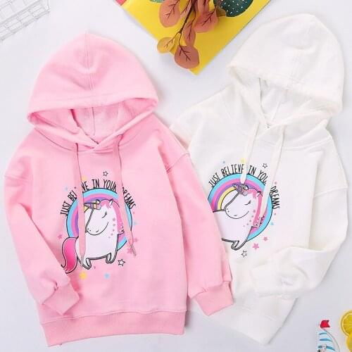 Children Autumn Winter 2020 New Hoodies Sweatshirts Boys Girls Cute Unicorn Warm Long Sleeve Tops Kids Casual Hooded Cotton Coat