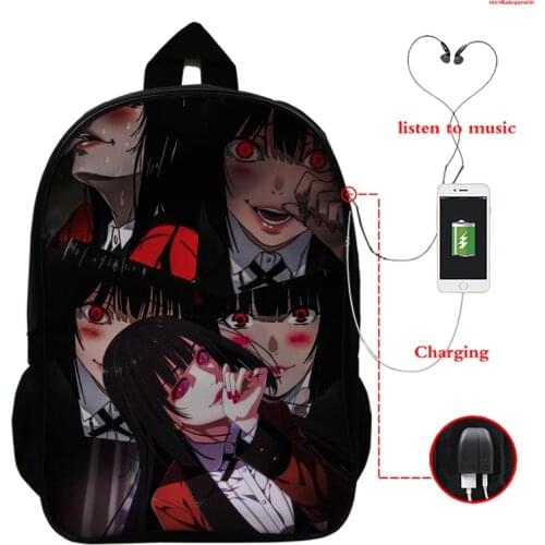 Kakegurui Compulsive Gambler Kids School Bags Laptop Computer School Backpack Bag Mochila Teenager Usb Charging Travel Bookpack