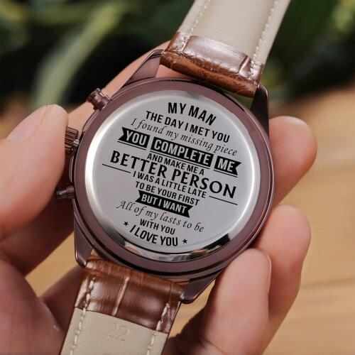 TO MY Boyfriend Personal Custom Leather Watch GiftS Personalized Men Wristwatch Christmas presents
