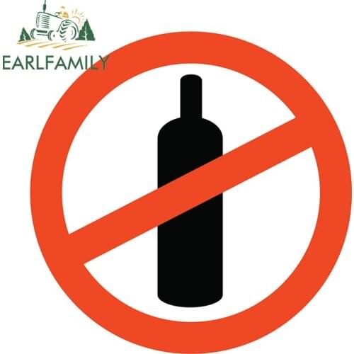 EARLFAMILY 13cm x 13cm for No Alcohol Sign Car Accessoires Stickers Personality Surfboard Trunk Decal Waterproof JDM Decoration