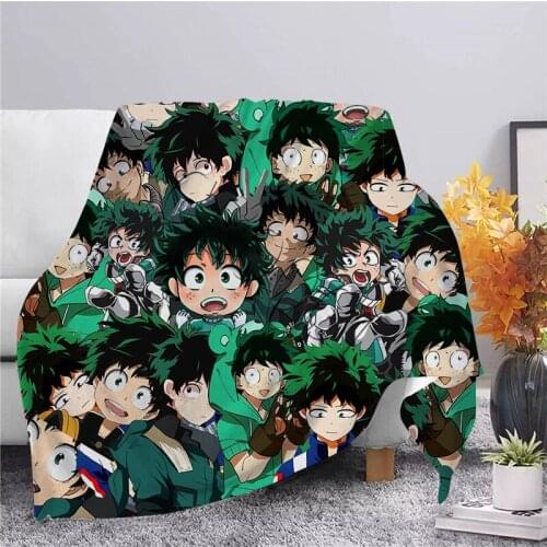 Cartoon Midoriya Izuku Flannel Blanket 3D Print My Hero Academia Adults Quilts for Teens Home Decor Fashion Party Blanket