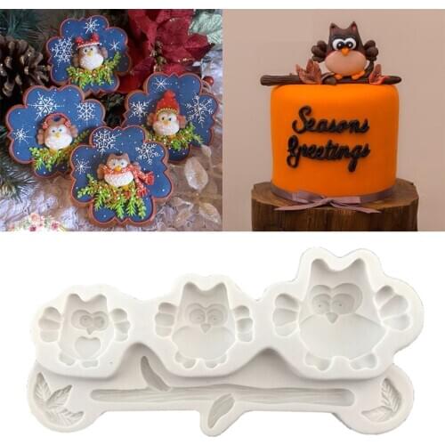 JX-LCLYL DIY 3D Silicone Owl Fondant Cake Molds Silicone Bakeware Mould Decoration