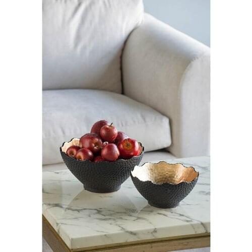 Powkhome Creative Gilded Decorative Bowl Ceramic Fruit Bowl Table Home Decoration Accessories Art Decor Craft Gift