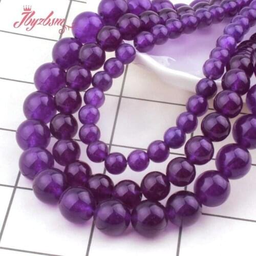 Round Amethysts Jades Beads Smooth Loose 6/8/10/12MM Stone Beads For DIY Necklace Bracelets Earring Jewelry Making Strand 15"