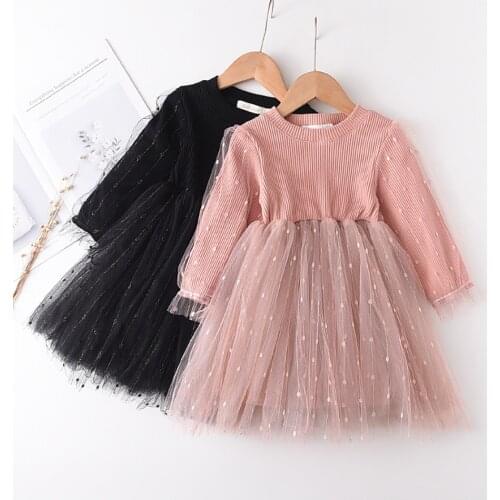 Baby Girls Spring Winter Long Sleeve Tutu Lace Dresses Infantil Newborn Birthday Party Clothes Sequin Gown Casual Wear