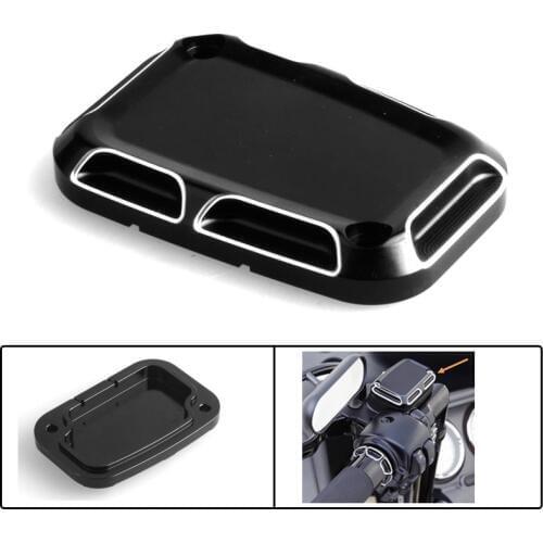 1Pair Motorcycle Front Brake Reservoir Cylinder Cover Cap Black And Cast Chrome Aluminium CNC For Harley Road King gliding 08-15