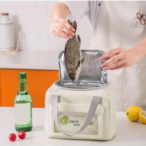 Ice Thermal Storage Pouch Cubic Consolidate Handle Portable Soft Fabric Thermal Snacks Organizer for School Student